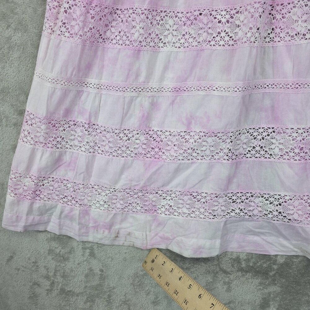 LoveShackFancy Dress Womens Small Pink Tie Dye Lace Button Front Maxi Boho - Picture 9 of 16